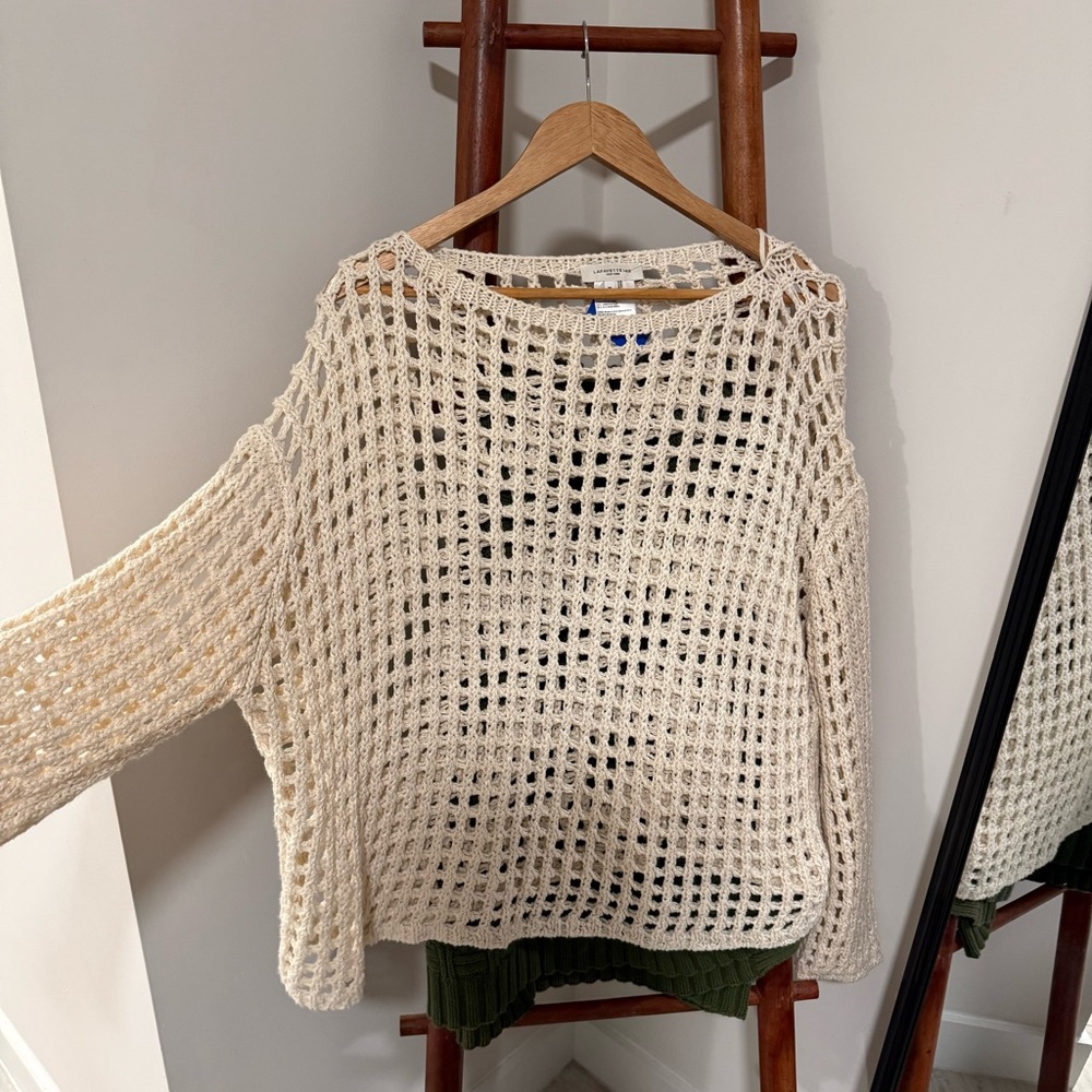 Lafayette 148 Linen Silk Open Knit Sweater – Coastal / Resort / Quiet Luxury